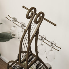 Cello Shape Wine Bakers Rack, Freestanding Wine Rack with Storage Bottle, Wine Storage Home Bar for Liquor and Wine, Organizer for Kitchen, Dining Room