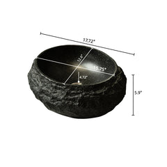 Luna 18'' Bathroom Sink, Irregular Oval Resin Vessel Basin with Stone Pattern, Artistic Style Sink, NO Faucet, Dark Gray