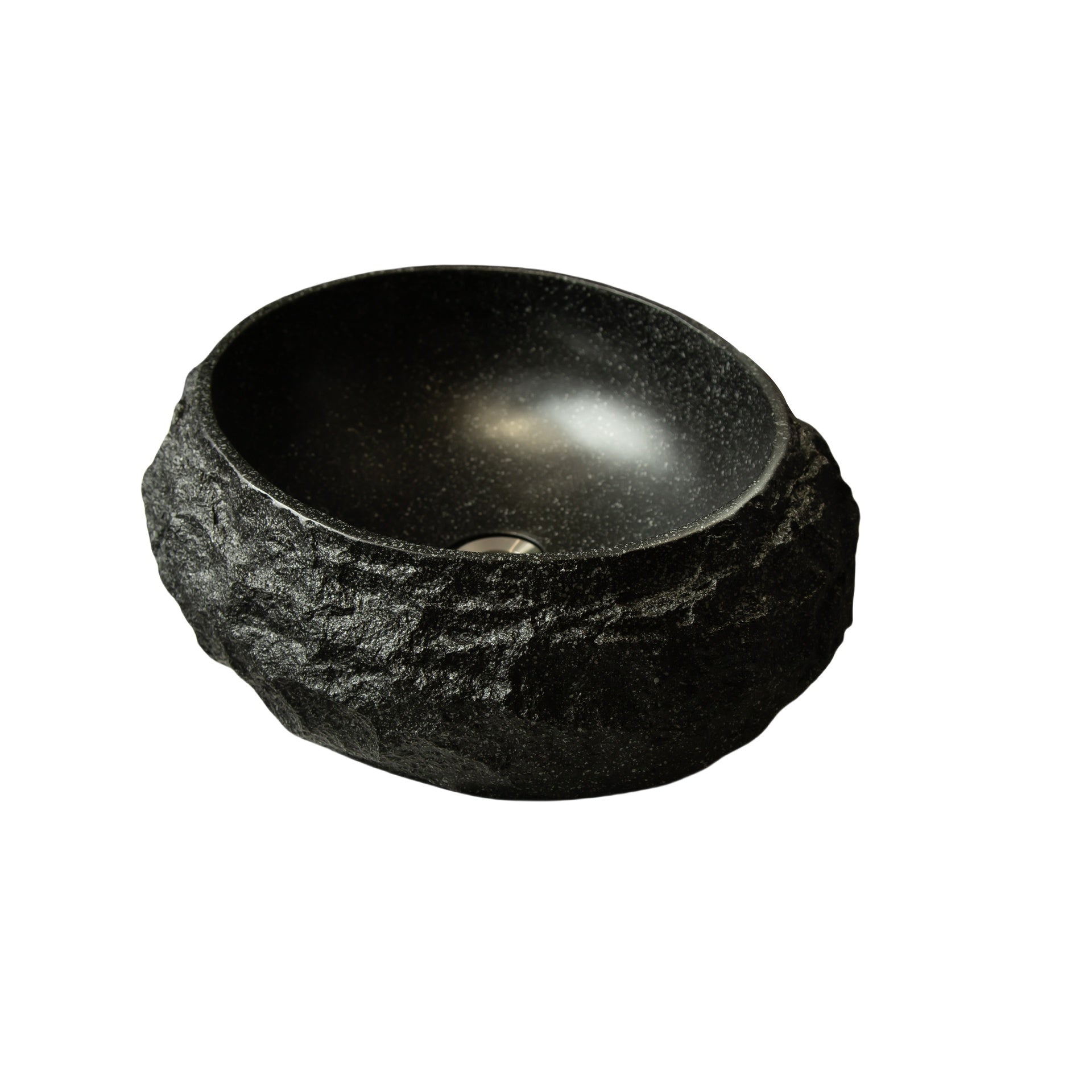 Luna 18'' Bathroom Sink, Irregular Oval Resin Vessel Basin with Stone Pattern, Artistic Style Sink, NO Faucet, Dark Gray