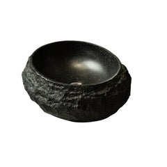 Luna 18'' Bathroom Sink, Irregular Oval Resin Vessel Basin with Stone Pattern, Artistic Style Sink, NO Faucet, Dark Gray