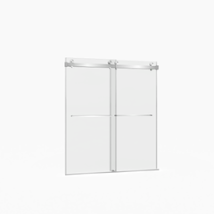 56-60"W x 70"H Frameless Double Sliding Shower Door,5/16" (8mm) Thick SGCC Tempered Clear Glass,Double Side Easy Clean Coat,Brushed Nickel Finished With Buffer