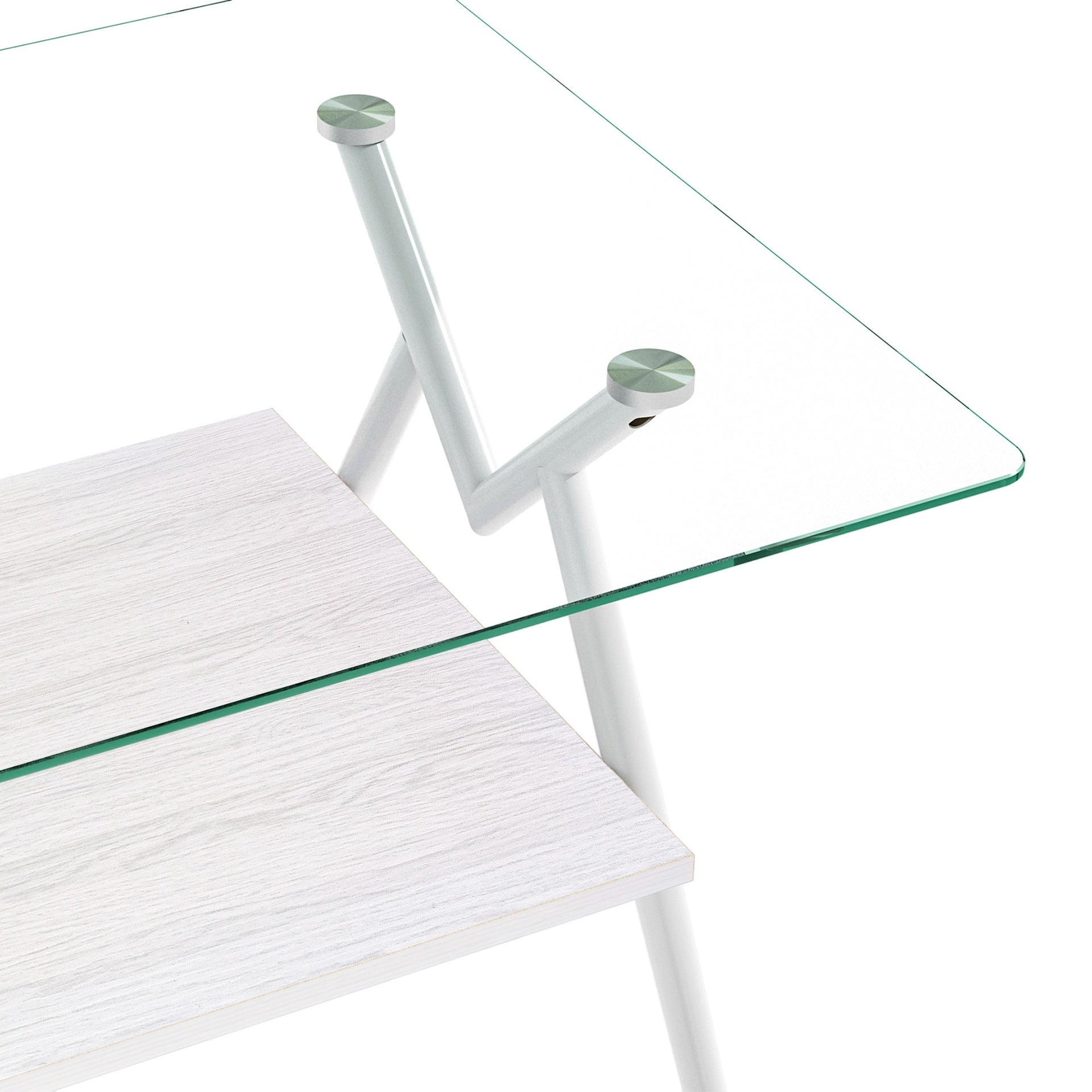 Rectangle Coffee Table with Tempered Glass top and White Metal Legs, Modern Table for Living Room , Transparent Glass