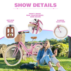 Steel Frame,Multiple Colors, for 10+Years Old Girls Bike,24 inch wheel