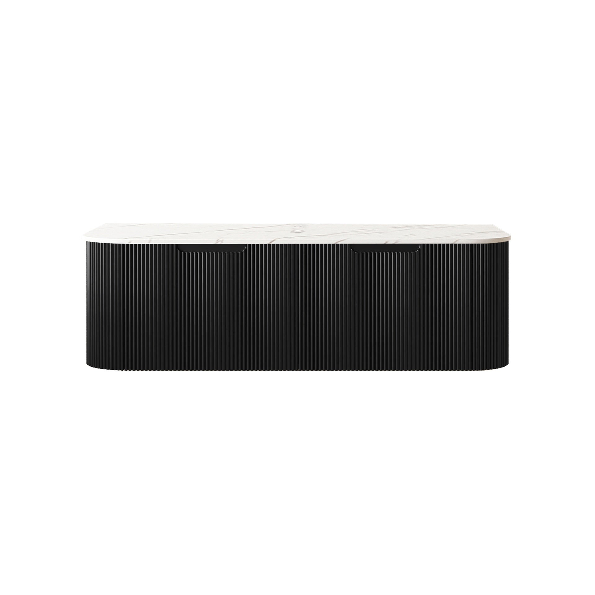 DINA 48'' Wall Mounted Cabinet, with Carrara White Sintered Stone Countertop and Two Drawers, NO Basin, NO Faucet, Black Color