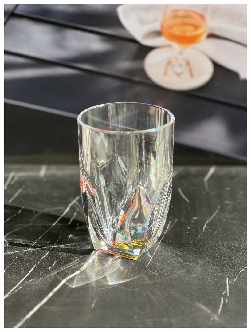 Rainbow Diamond Acrylic Glasses Drinking Set of 4 Hi Ball (17oz), Plastic Drinking Glasses, BPA Free Cocktail Glasses, Drinkware Set, Drinking Water Glasses