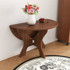 43 in Folding Dining Table for Small Spaces, MDF Table with Walnut Veneer, Space Saving Foldable Kitchen Table for Indoor and Outdoor Use