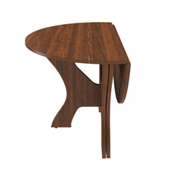43 in Folding Dining Table for Small Spaces, MDF Table with Walnut Veneer, Space Saving Foldable Kitchen Table for Indoor and Outdoor Use