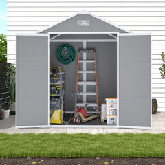 Campcraft 6*5ft resin storage shed,Plastic Garden Tool Outside Sheds,high quality pp material,strong structure,waterproof,rust and UV proof,large storage space,12mm thick pp board,HD window lighting