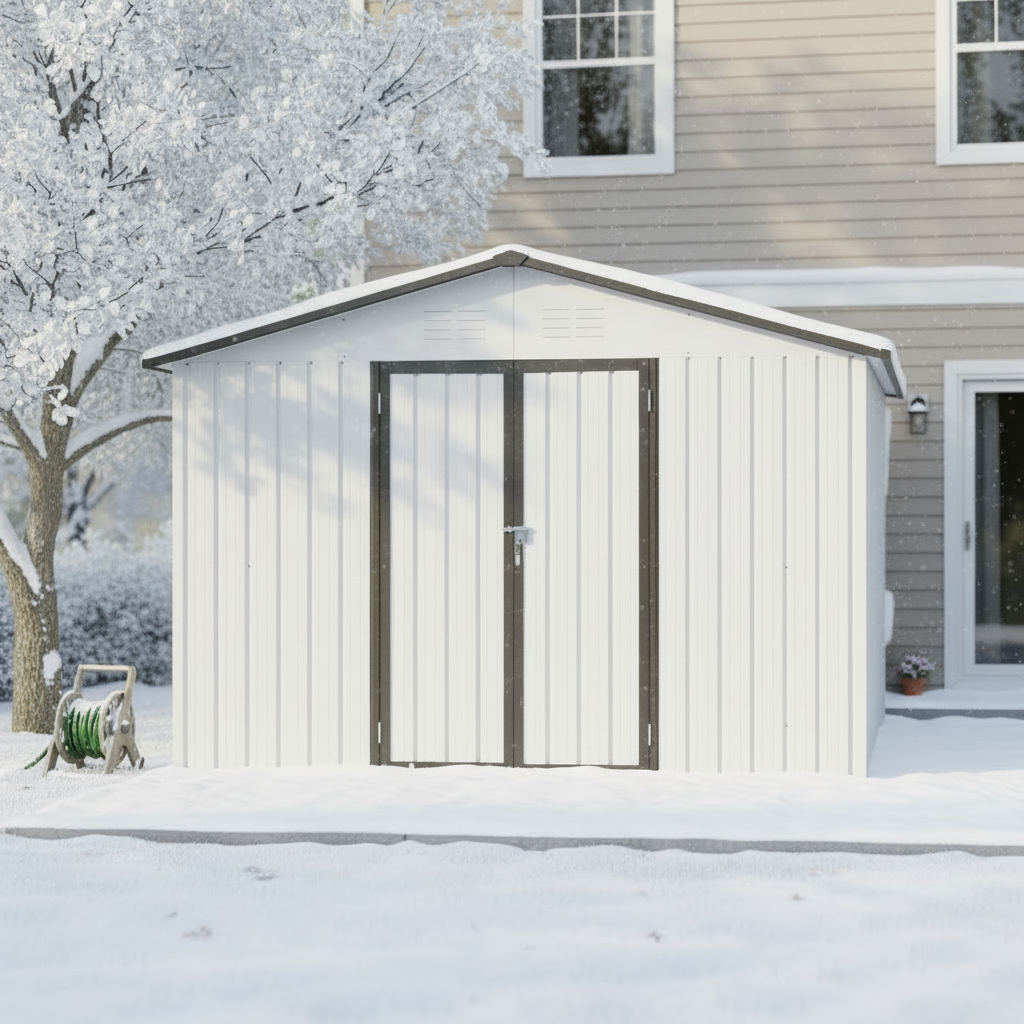 Metal garden sheds 10ftx12ft outdoor storage sheds white+Grey