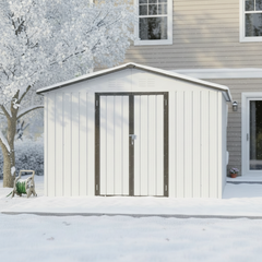 Metal garden sheds 10ftx12ft outdoor storage sheds white+Grey