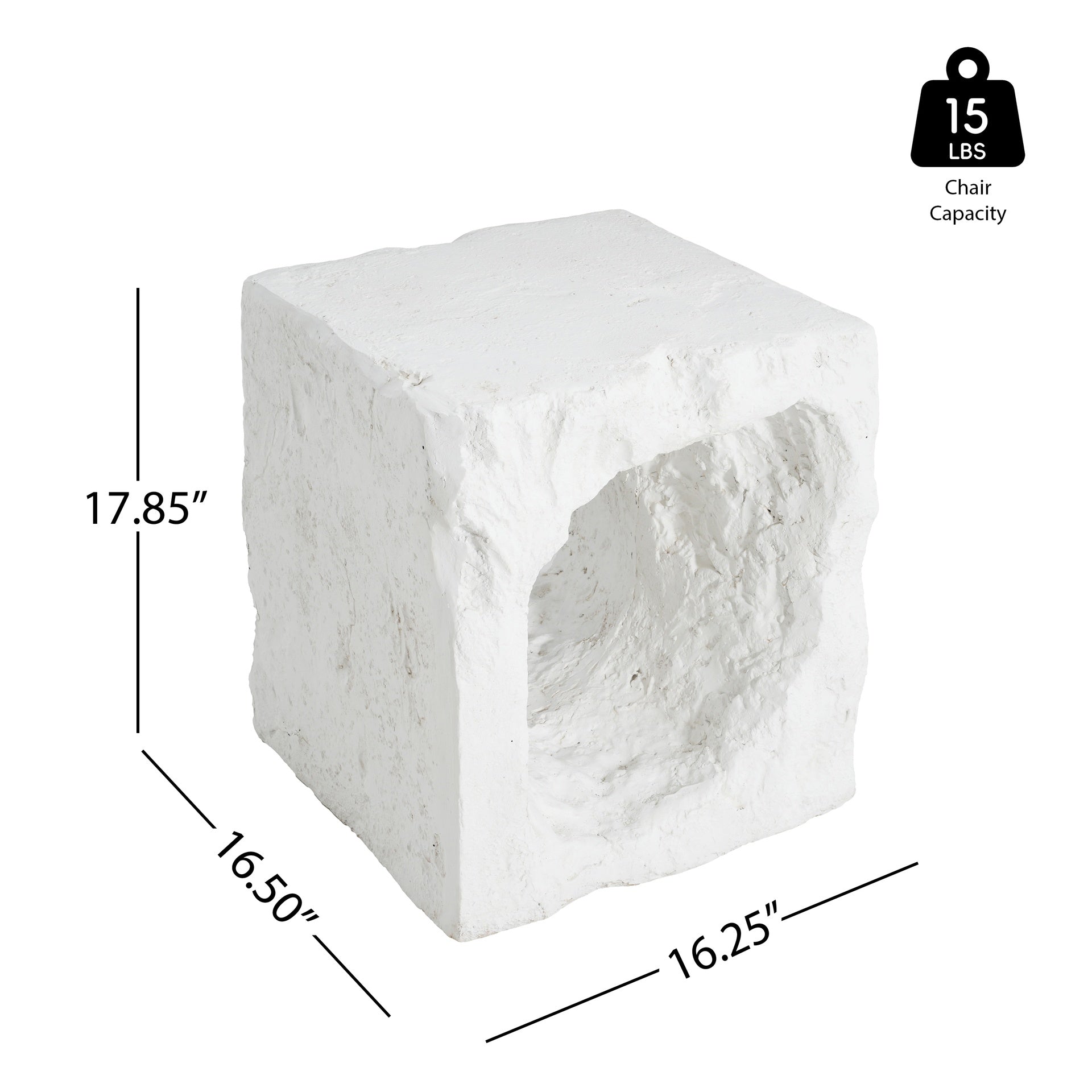 Lyra Outdoor Patio Karst Cave Inspired MGO Side Table, White