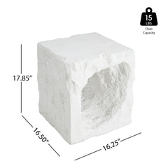 Lyra Outdoor Patio Karst Cave Inspired MGO Side Table, White