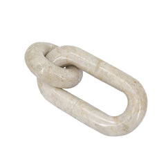 6.5x3x1" Small Decorative Two-Link Marble Chain with Elegant Cream Finish