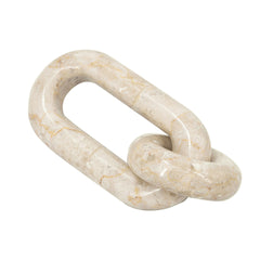 6.5x3x1" Small Decorative Two-Link Marble Chain with Elegant Cream Finish