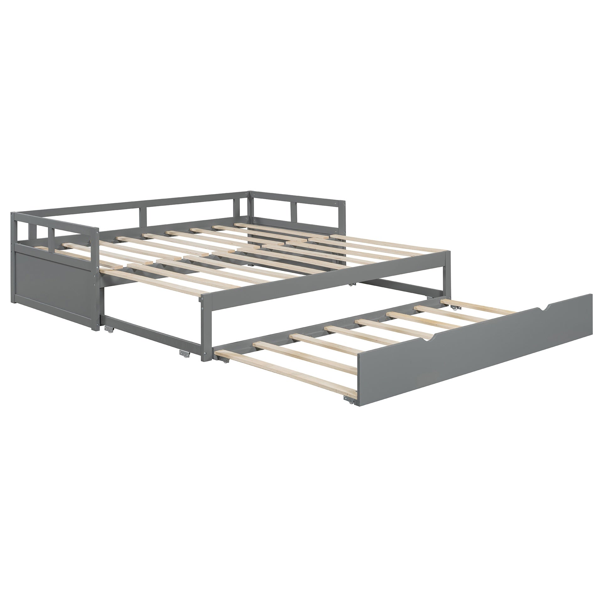Extending Daybed with Trundle, Wooden Daybed with Trundle, Gray