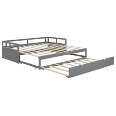 Extending Daybed with Trundle, Wooden Daybed with Trundle, Gray
