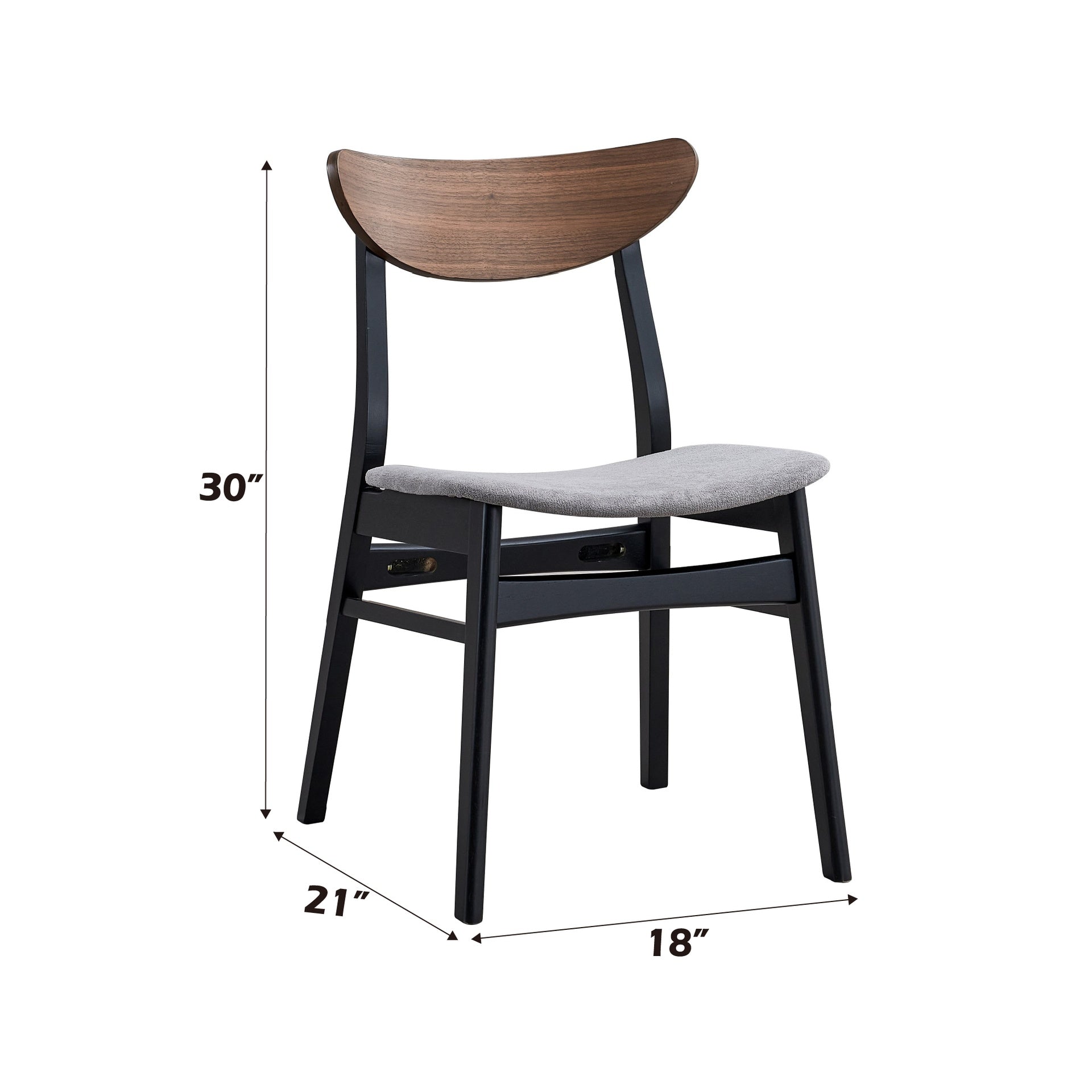 Rebi Gray Linen, Walnut & Black Finish Side Chair (Set of 2)