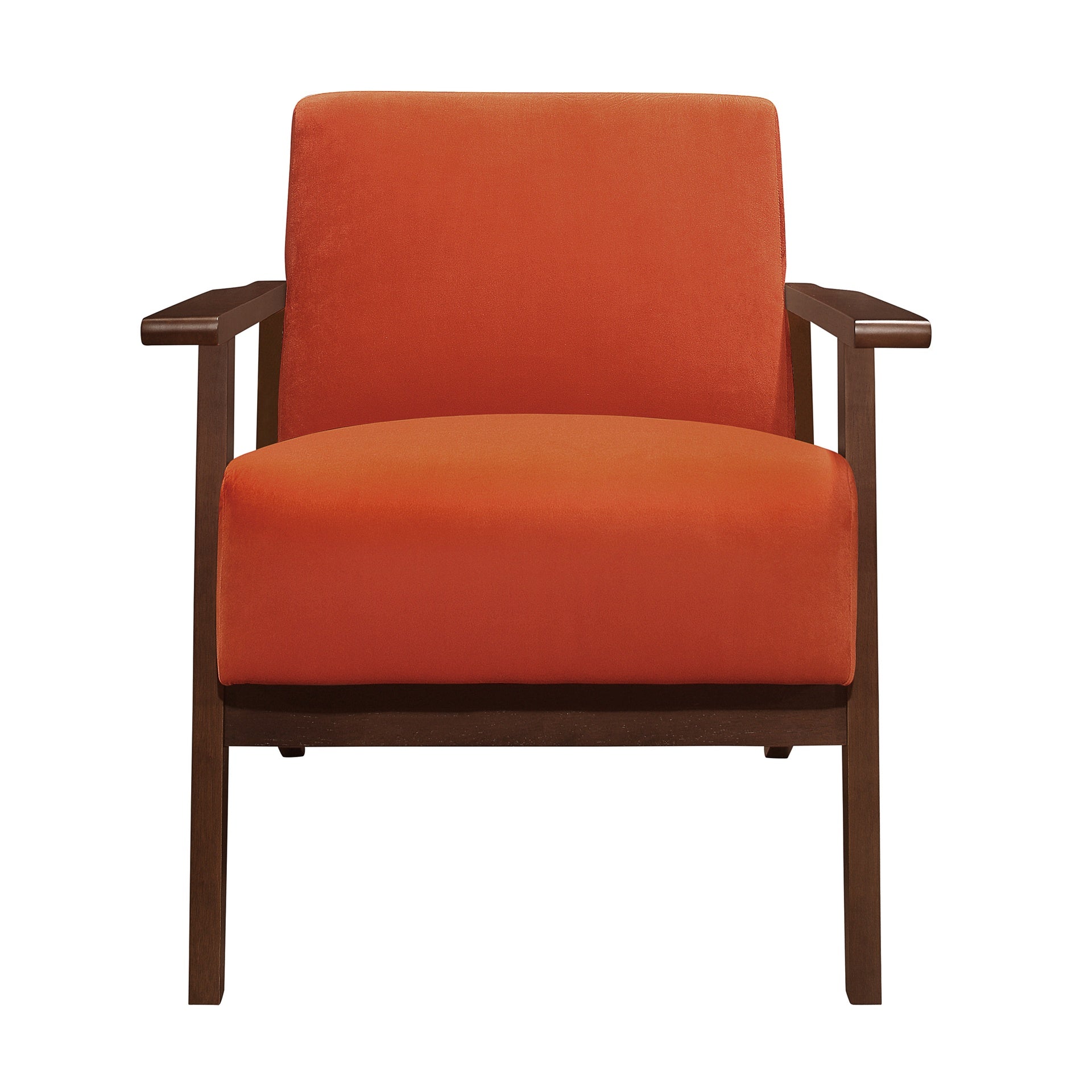 Modern Home Furniture 1pc Accent Chair Cushion Seat Back Orange Upholstery Solid Wood Frame