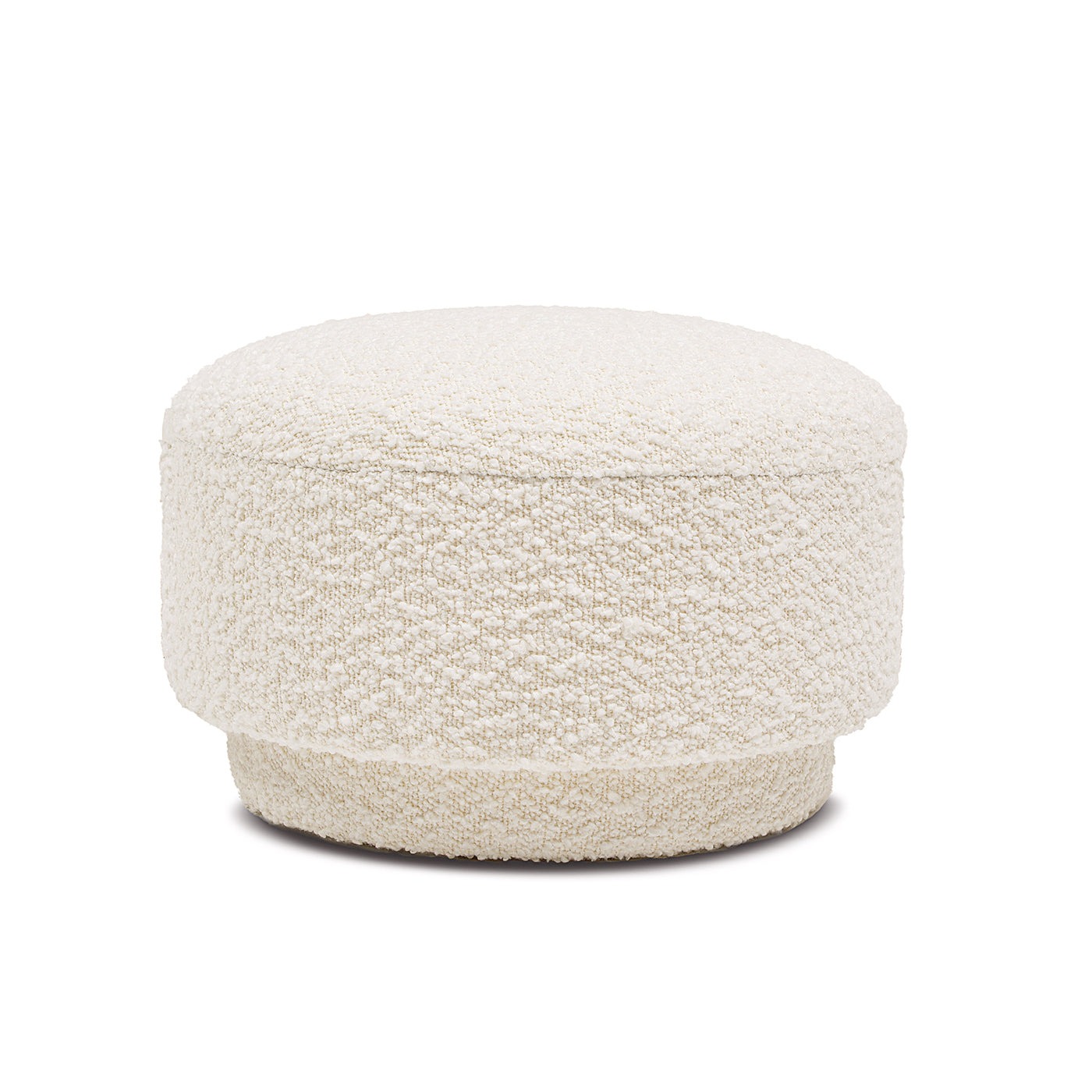 Fuji 15" Mushroom Footstool Ottoman, Ivory White Boucle