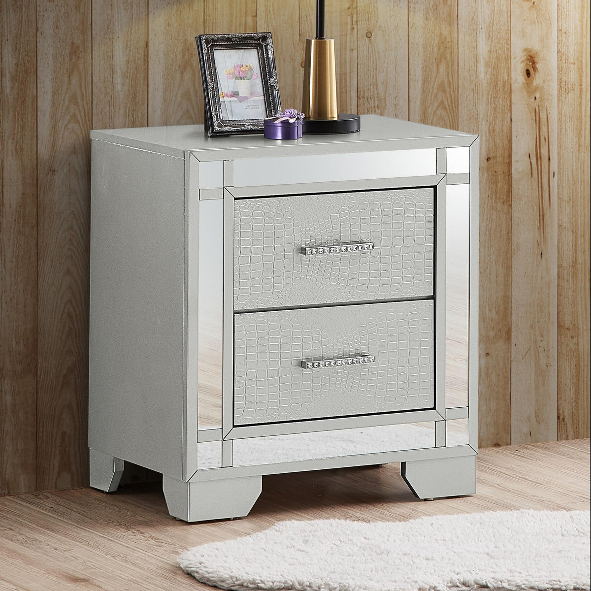 Elegant Silver Champagne Accent Table