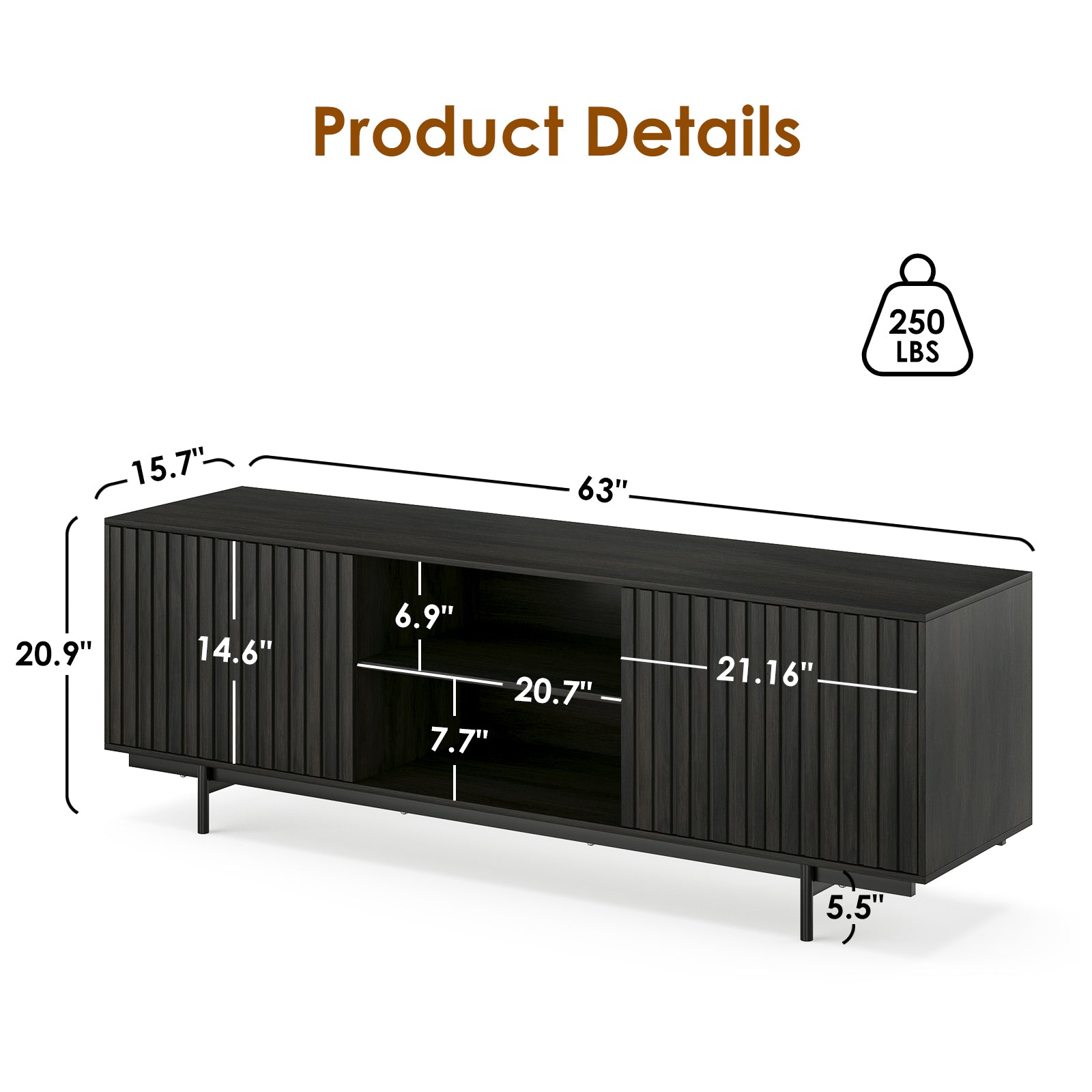 Mid Century Modern TV Stand for TVs Up to 75", Farmhouse Fluted TV Stand, Retro Wood TV Stand with Storage and Shelf, Entertainment Center with Pop-Up Doors for Living Room, Bedroom