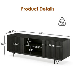 Mid Century Modern TV Stand for TVs Up to 75", Farmhouse Fluted TV Stand, Retro Wood TV Stand with Storage and Shelf, Entertainment Center with Pop-Up Doors for Living Room, Bedroom