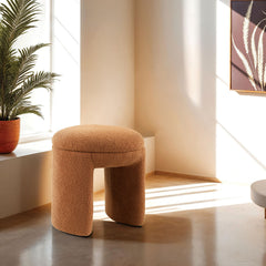 Contemporary Style Saddle Brown Finish Round Top 1pc Accent Stool Bench Design Primary Living Room