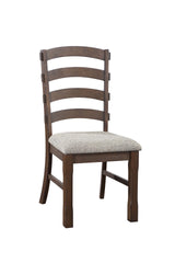 Traditional Classic Dining Side Chairs 2pc Set Rustic Brown Finish Padded Seat Cushion Gray Strong Durable Dining Furniture