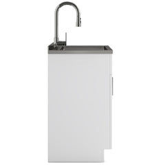 Modern Wide Shaker - 24" Laundry Cabinet with Faucet and Stainless Steel Sink - White