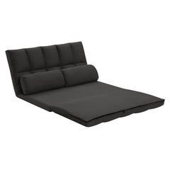 3-Fold Sofa Bed, Folding Mattress with 2 Pillows, Black - High-Density Foam Filling, Polyester Fabric