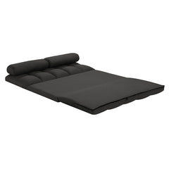 3-Fold Sofa Bed, Folding Mattress with 2 Pillows, Black - High-Density Foam Filling, Polyester Fabric
