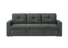Bergamo 83.5"W Dark Gray Fabric Sleeper Sofa with Tufted Cushions