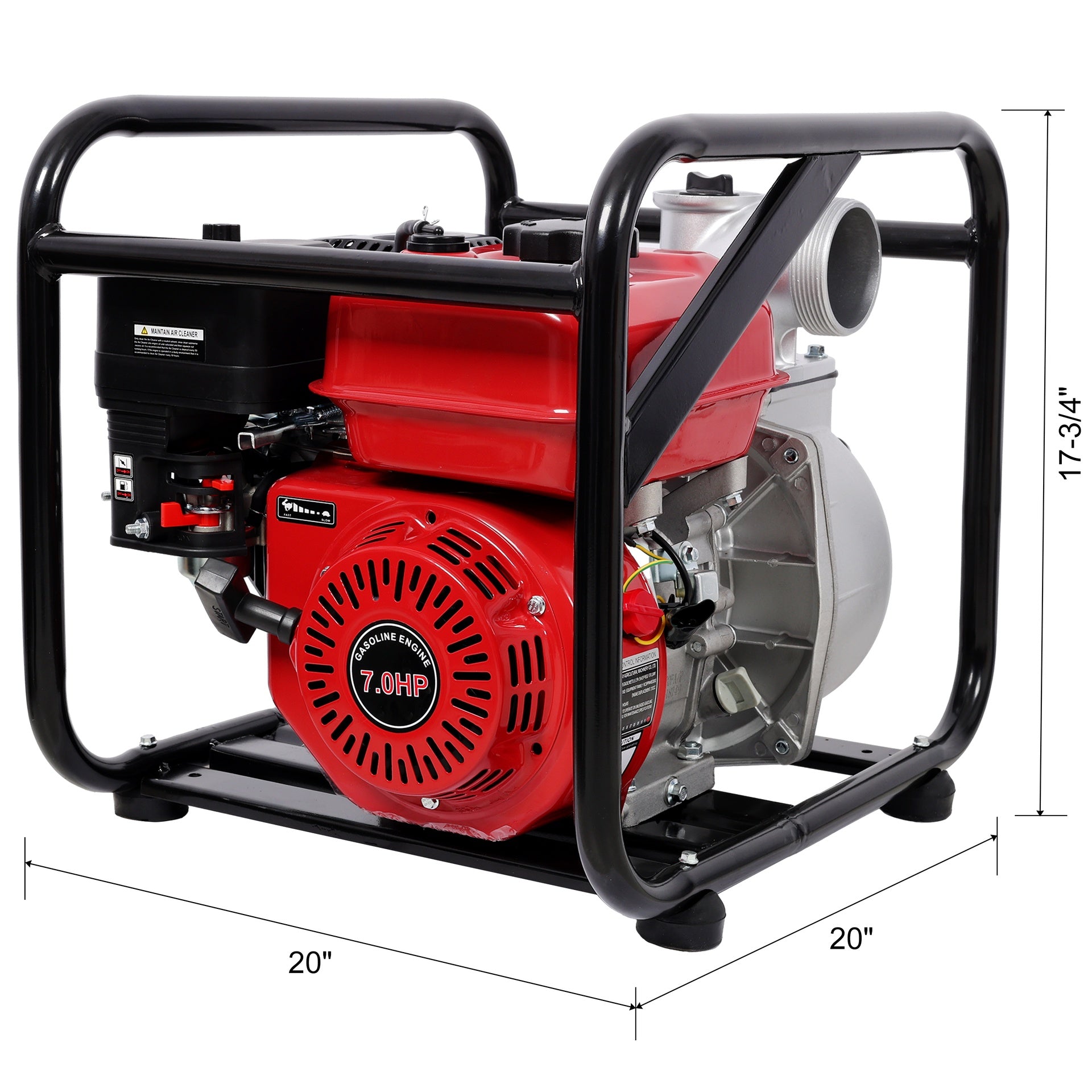 Gas Engine Powered Water Pump 3" inlet&outlet,  Flow:264Gpm , 7HP Engine 212CC, EPA Certificated,  3in NPT Connector, with 25FT Flat Hose outlet