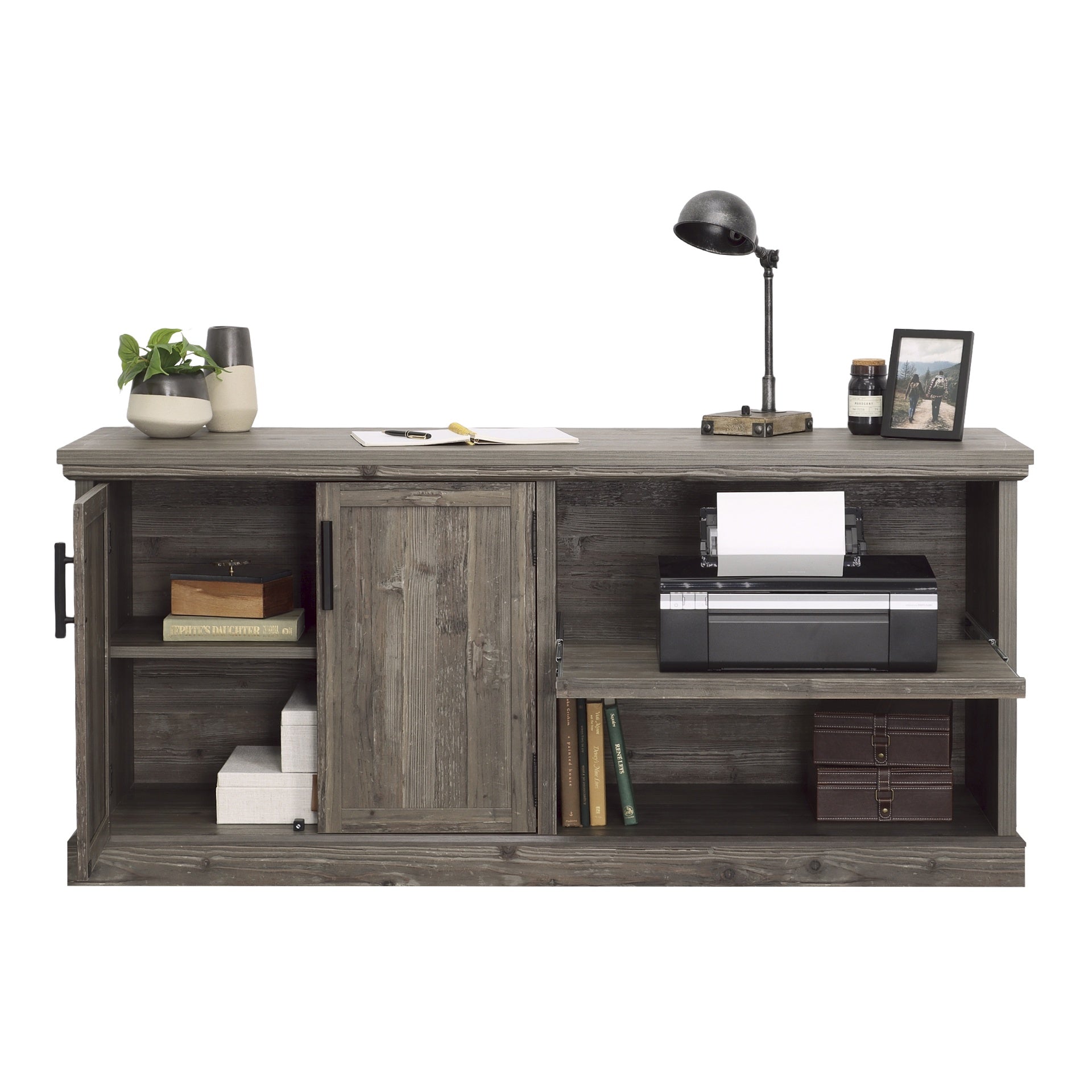 Credenza with Adjustable Shelves, Brown finish