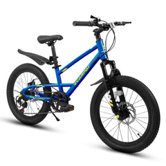 A20184 20 inch Mountain Kids Bike for Boys & Girls, Ages 6-12, 7-Speed with Front Suspension