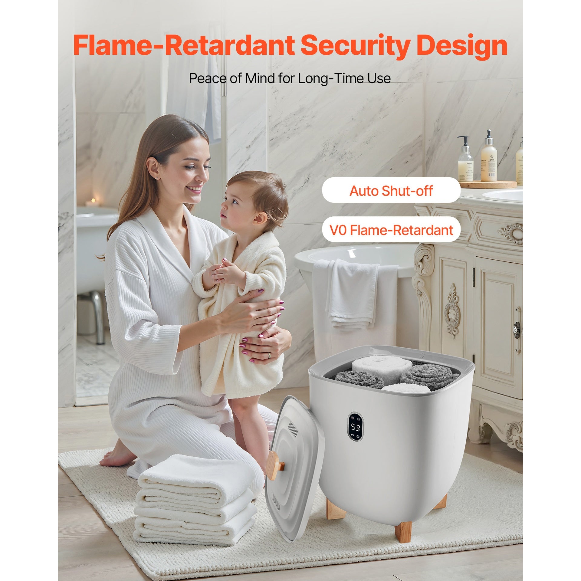 Towel Warmer 25L, Towel Warmer Bucket with 2 Heating Modes, 20/40/60/90 Min Auto Shut Off, Bottom Heating Column, LED Display, Large Towel Warmer for Bathroom, Spa, Bathrobe, Blanket, PJ's, Gray