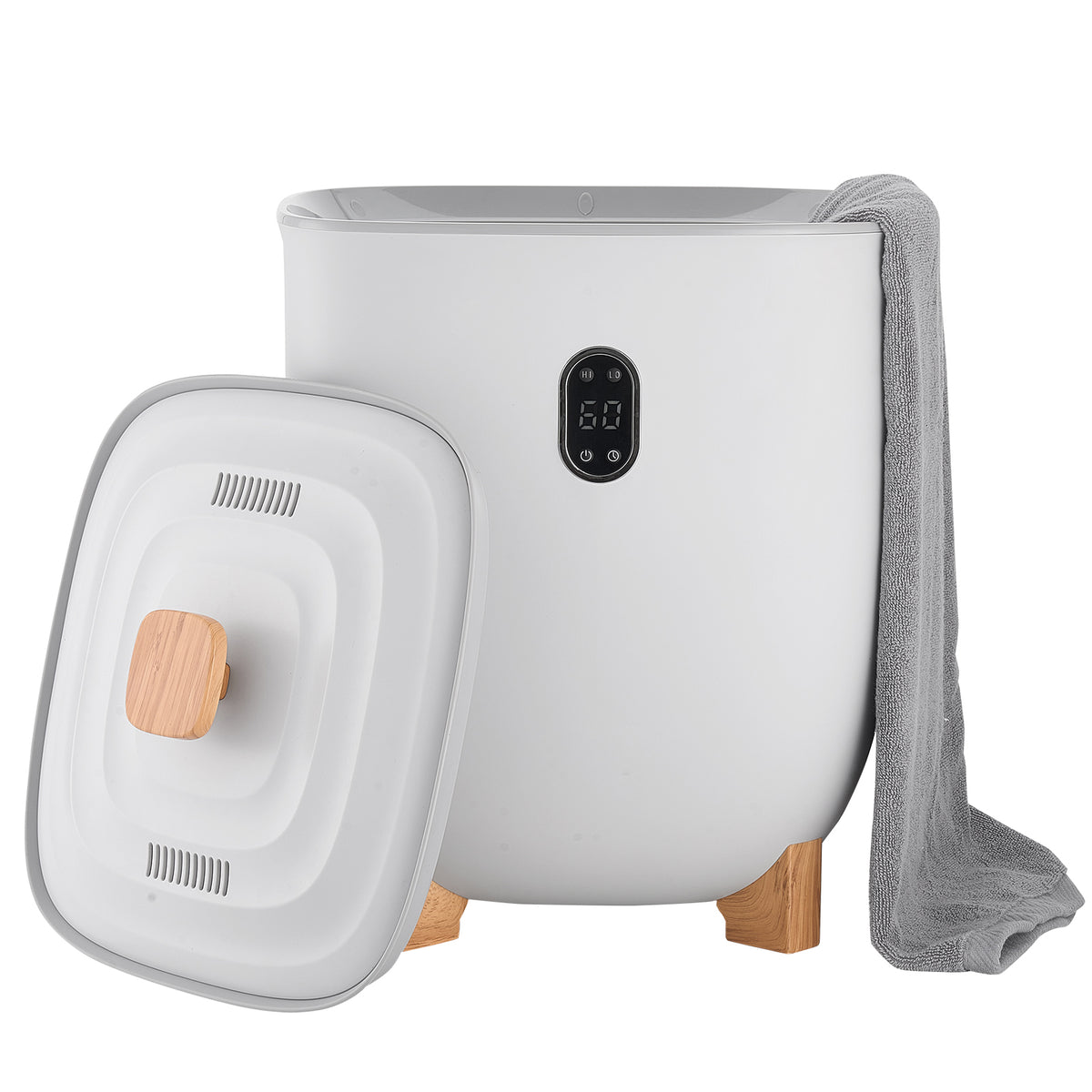 Towel Warmer 25L, Towel Warmer Bucket with 2 Heating Modes, 20/40/60/90 Min Auto Shut Off, Bottom Heating Column, LED Display, Large Towel Warmer for Bathroom, Spa, Bathrobe, Blanket, PJ's, Gray