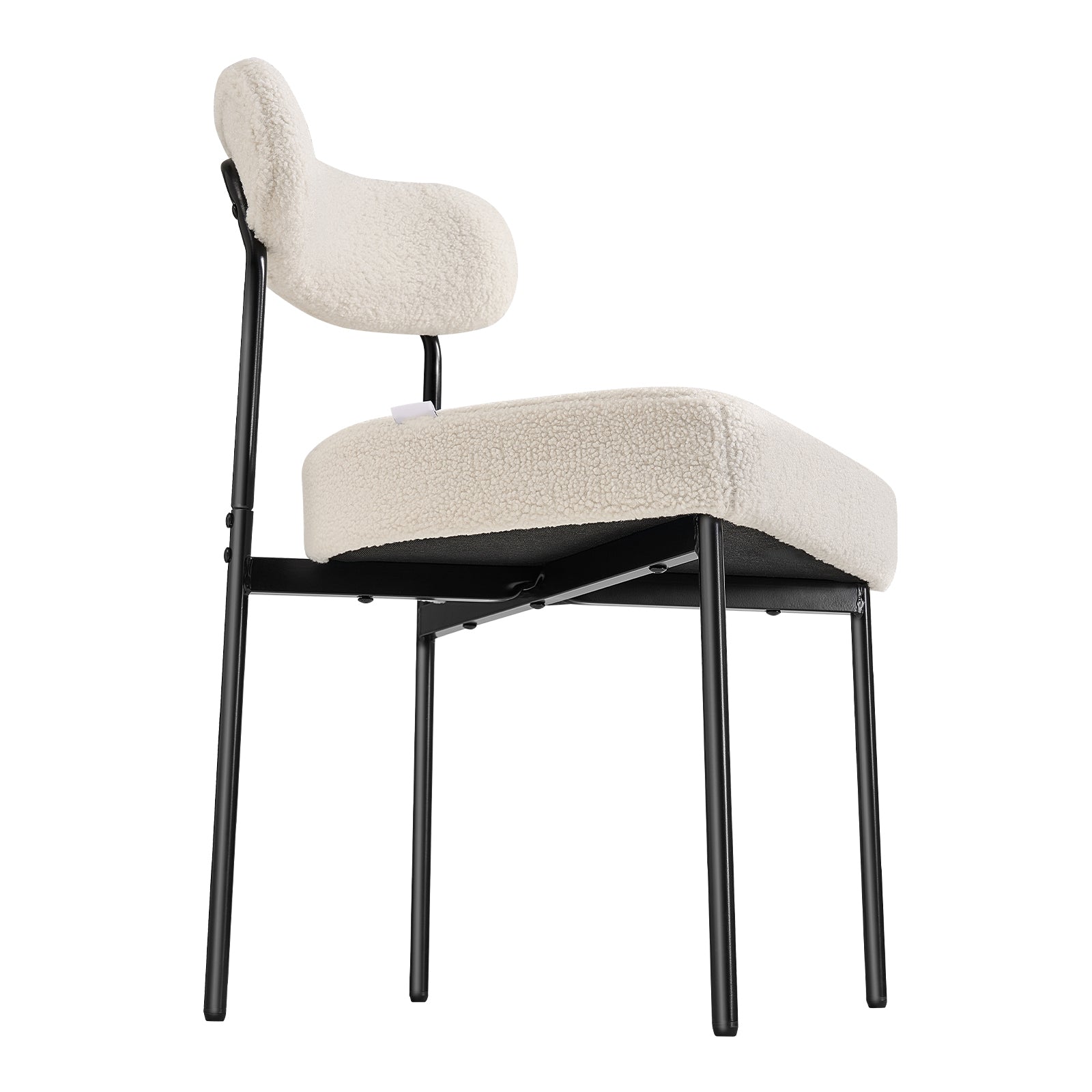 Set of 2 Boucle Dining Chairs Modern Kitchen Chair Curved Backrest Metal Legs