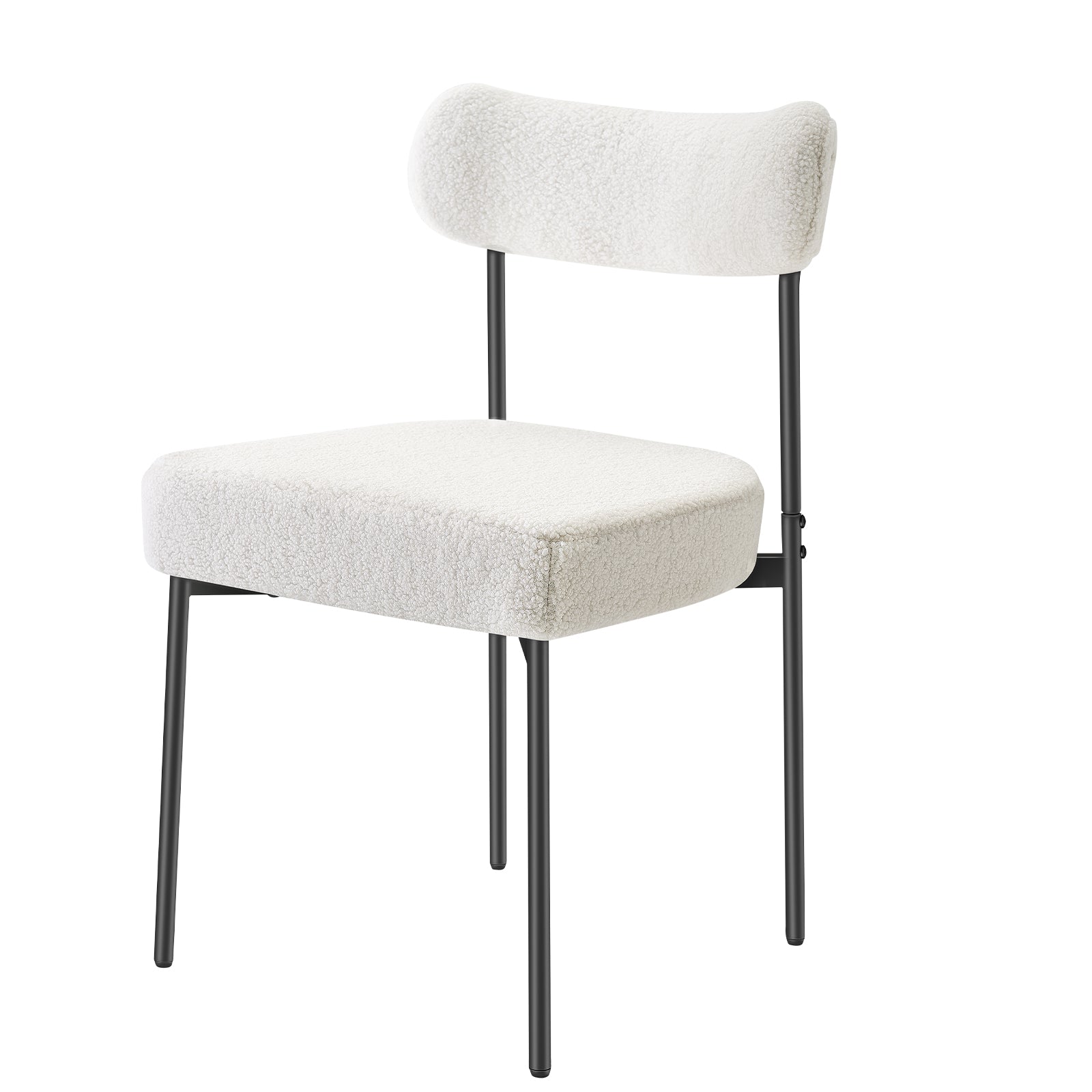 Set of 2 Boucle Dining Chairs Modern Kitchen Chair Curved Backrest Metal Legs
