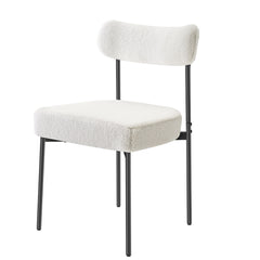 Set of 2 Boucle Dining Chairs Modern Kitchen Chair Curved Backrest Metal Legs
