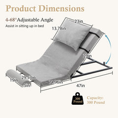 Electric Adjustable Bed Backrest - 300 lbs Weight Capacity, 4-68° Lift, Machine Washable Fabric - for Elderly, Pregnancy, Patients, Handicap Assistance - Fits Most Bed Frames