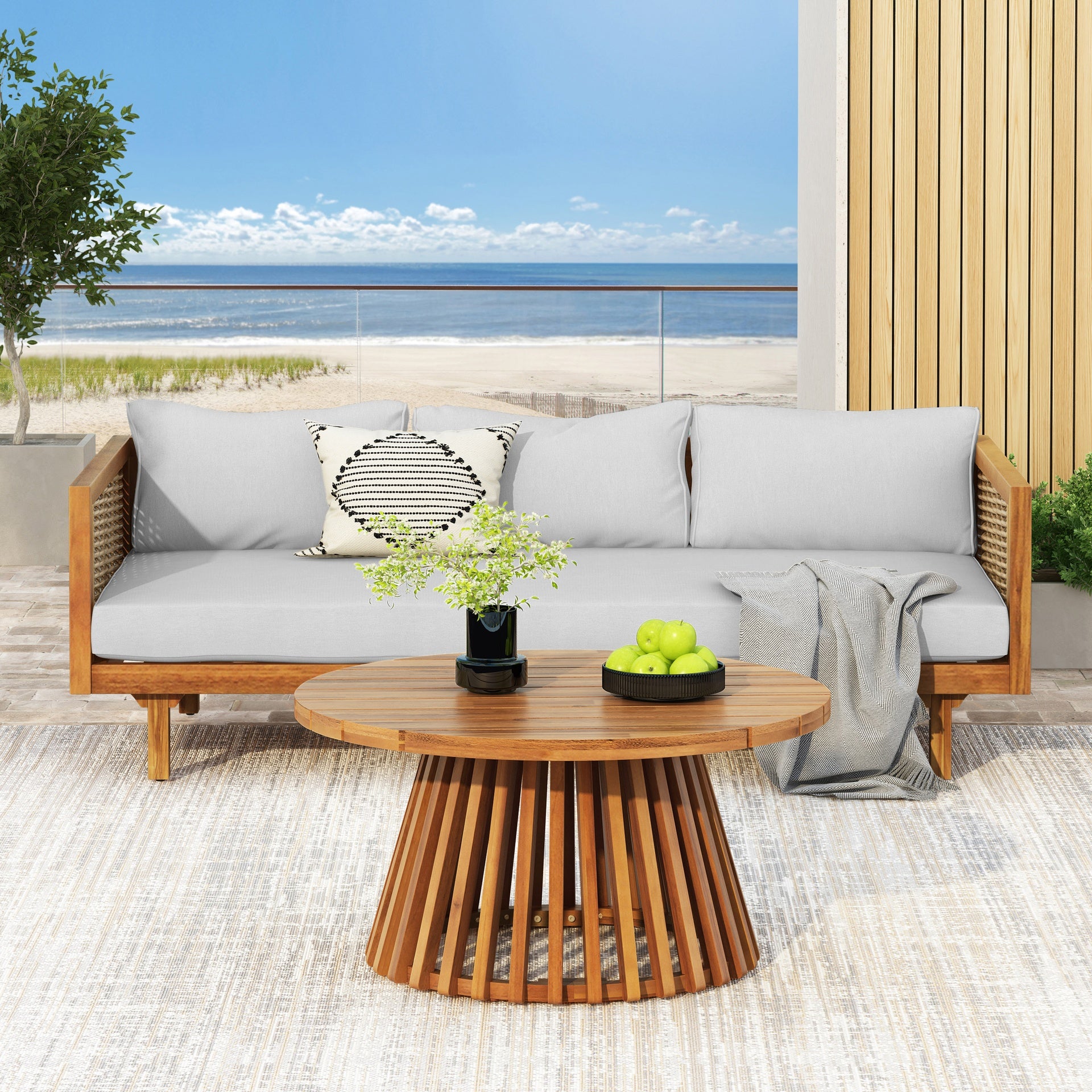 Wicker Patio Furniture Set Outdoor Rattan Sectional Sets Conversation Set - Weather-Resistant,  for Garden, Patio & Deck(with Water Resistant Thick Light Gray Cushions)