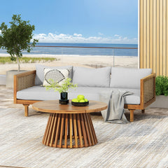 Wicker Patio Furniture Set Outdoor Rattan Sectional Sets Conversation Set - Weather-Resistant,  for Garden, Patio & Deck(with Water Resistant Thick Light Gray Cushions)