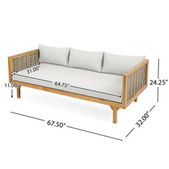 Wicker Patio Furniture Set Outdoor Rattan Sectional Sets Conversation Set - Weather-Resistant,  for Garden, Patio & Deck(with Water Resistant Thick Light Gray Cushions)
