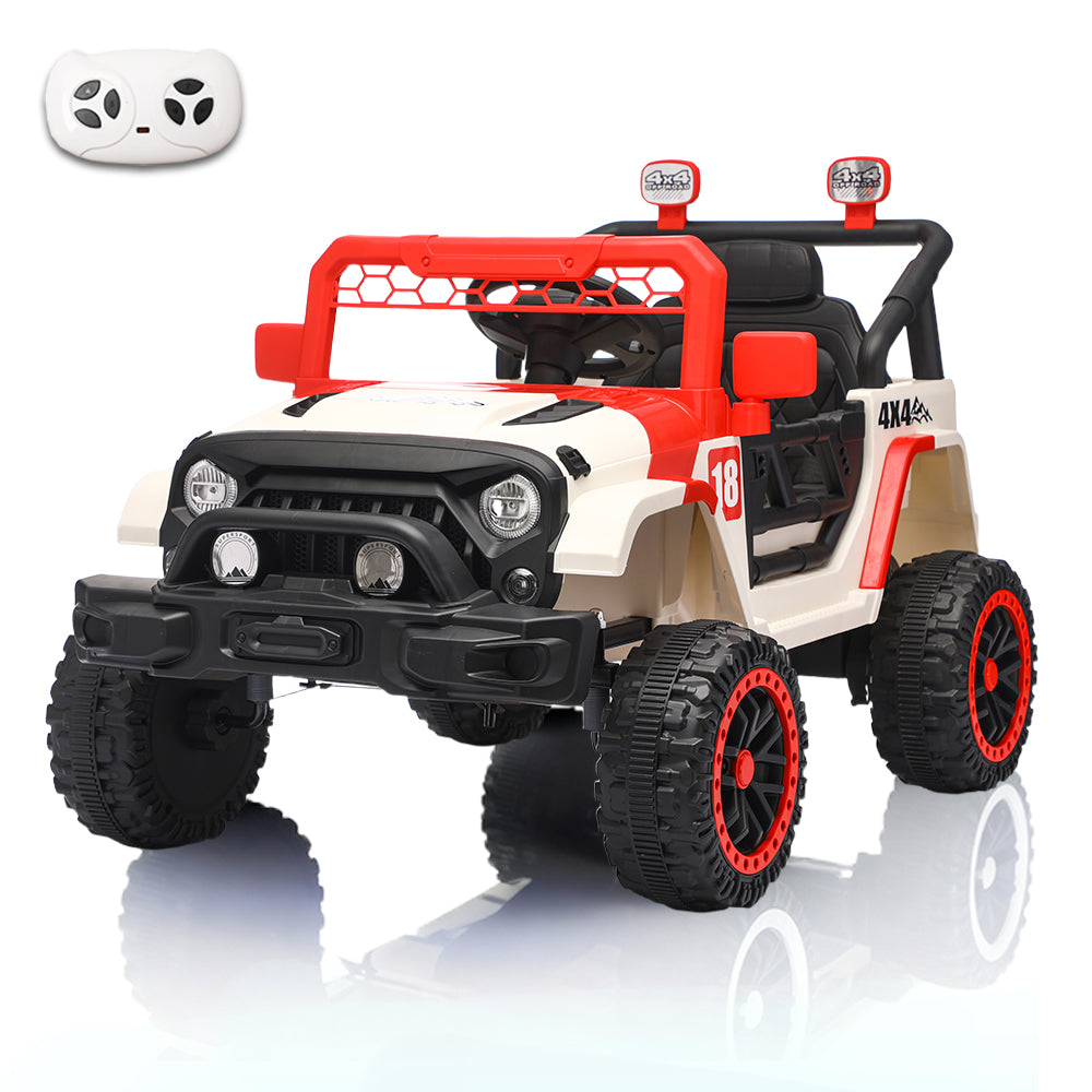 12V Ride on Car with Parent Remote Control, Toddler Electric Car with Spring Suspension, LED Lights & Music Player - Safe Battery Toy for Kids, Christmas & Birthday Gift WIGHT+RED