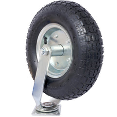4PCS 12IN CASTER pneumatic tire(2PCS SWIVEL+2PCS RIGID), Caster Wheel, Steel Hub with Ball Bearings, 5/8-Inch Bore Centered Axle -black