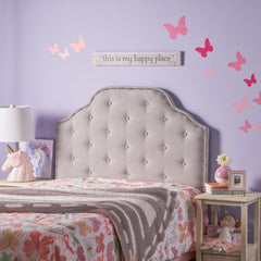 Tufted Upholstered Headboard Twin Size, Solid Wood Head Board with Durable Metal Legs, Adjustable Height Twin headboard with Nailhead Trim,fabric Headboard in Modern Button Tuffted Design