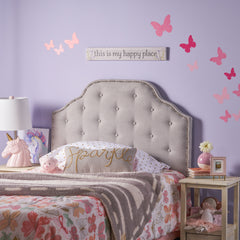 Tufted Upholstered Headboard Twin Size, Solid Wood Head Board with Durable Metal Legs, Adjustable Height Twin headboard with Nailhead Trim,fabric Headboard in Modern Button Tuffted Design