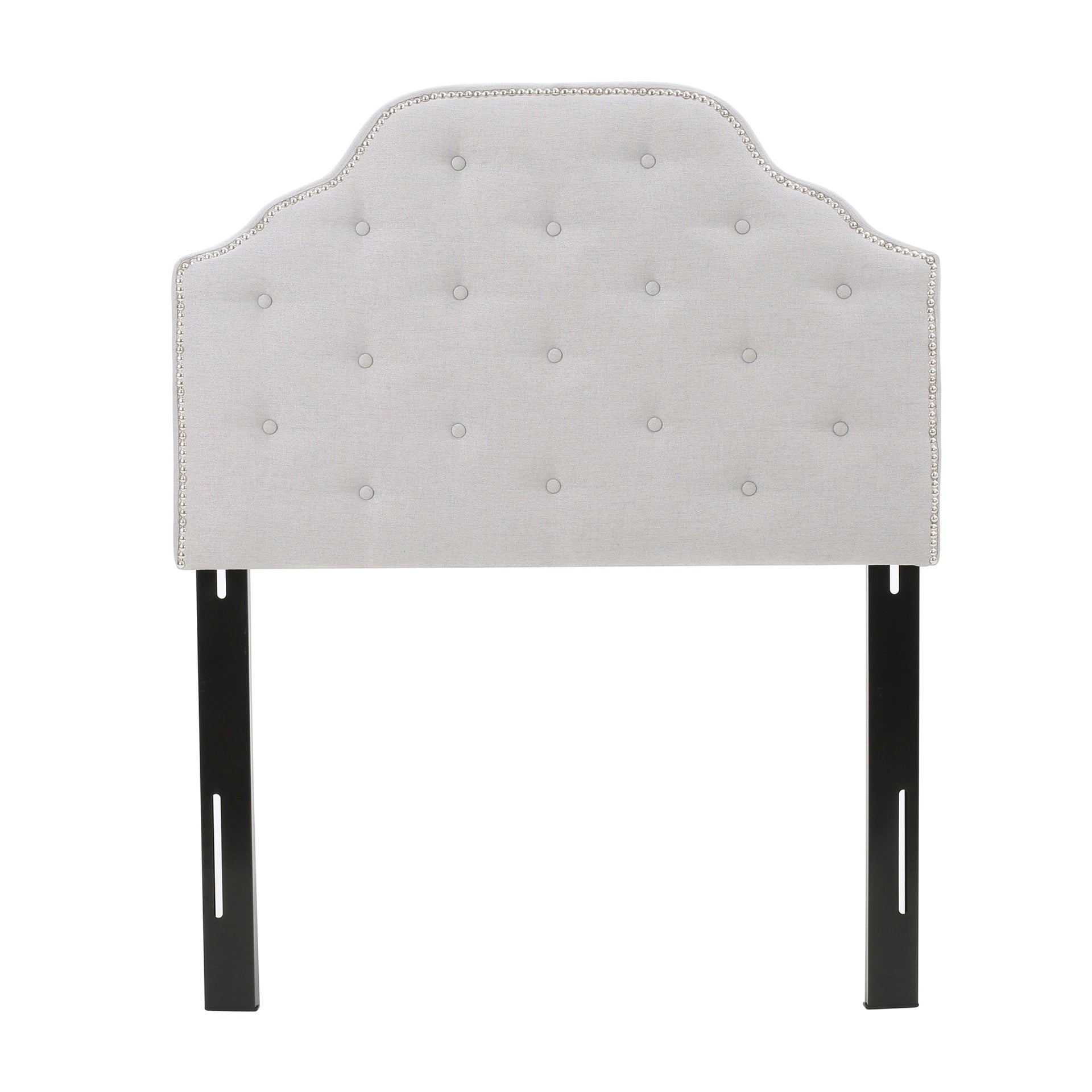 Tufted Upholstered Headboard Twin Size, Solid Wood Head Board with Durable Metal Legs, Adjustable Height Twin headboard with Nailhead Trim,fabric Headboard in Modern Button Tuffted Design
