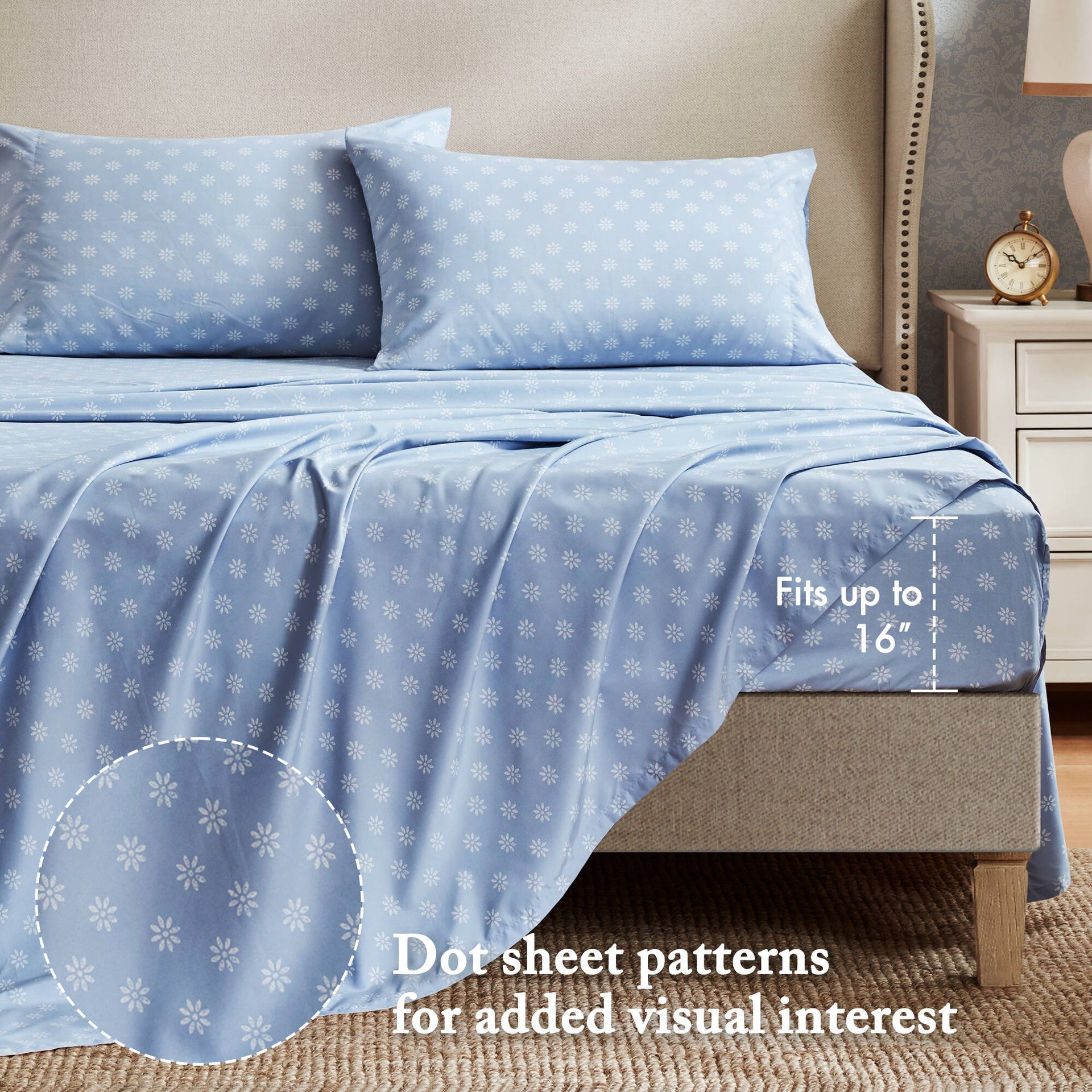 5-Piece Twin 5 Piece Vintage-inspired Collection floral print,Beige/Blue